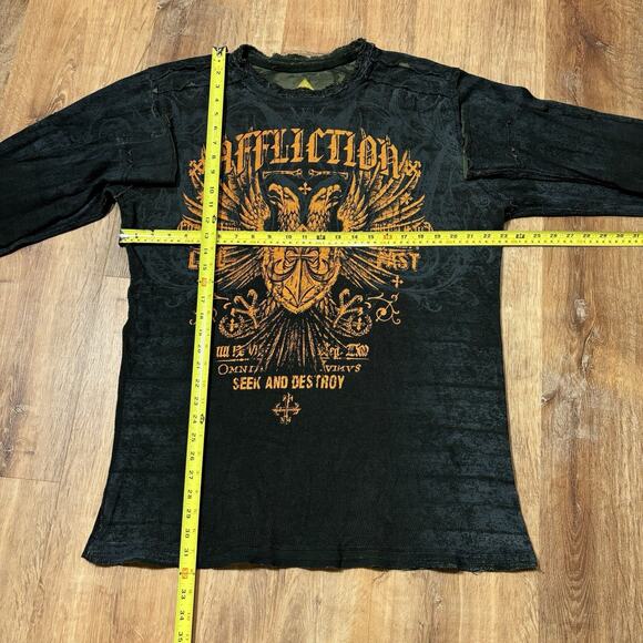 Vintage Affliction Thermal Shirt Reversible Y2K Long Sleeve Camo Black Mens 2XL - Picture 10 of 10